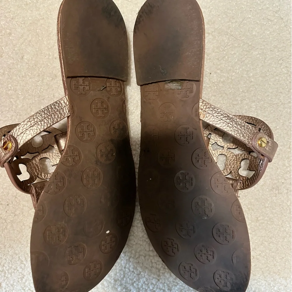 Tory Burch Metallic Rose Gold Miller Thong Sandals